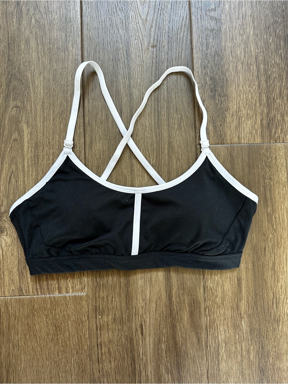 all in motion Adjustable Black Sports Bra with White Trim - Strappy Back